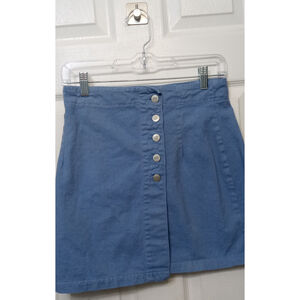 Bongo Womens Juniors Vintage Y2K Denim Skirt Sz 9 Button Fly Blue 80s 90s retro